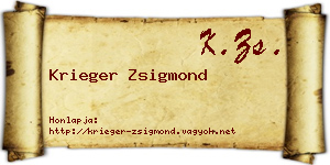Krieger Zsigmond névjegykártya